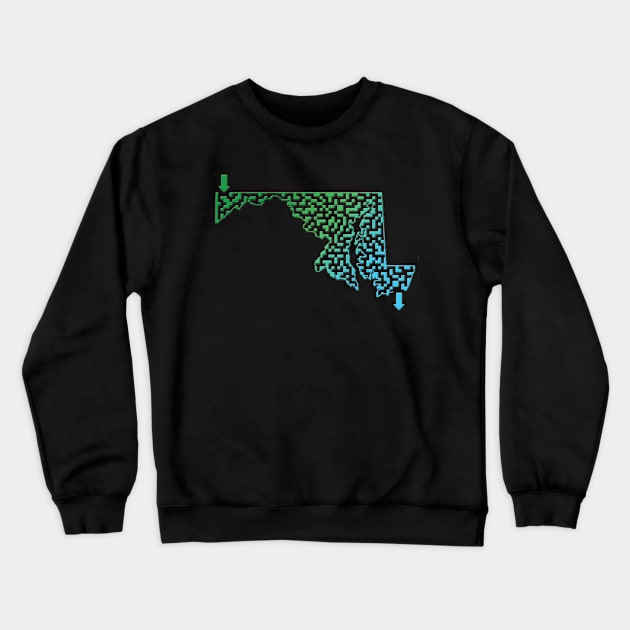 Maryland State Outline Maze & Labyrinth Crewneck Sweatshirt by gorff